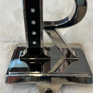 Silver and Black Letter R Stocking Holder